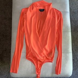 Bebe long sleeve open front bodysuit